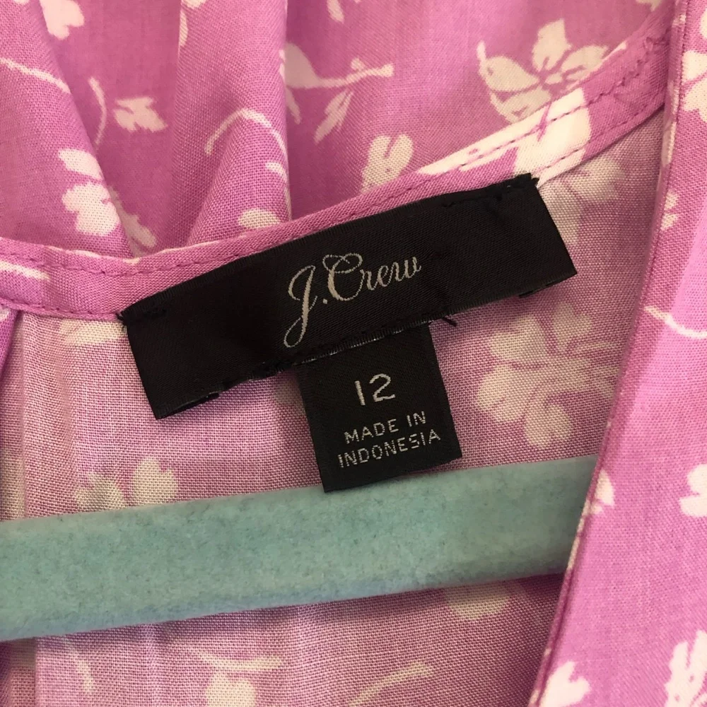 J. Crew Ruffle-front mini dress in soft rayon bubblegum floral Sz 12 J039-12 - Picture 7 of 9